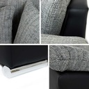 Rohová sedacia súprava DELFINA - čierna ekokoža / šedá, pravý roh Plocha na spanie - šírka (cm) 121-130 cm