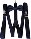 Подтяжки для брюк с галстуком-бабочкой, темно-синие, мужские и женские.