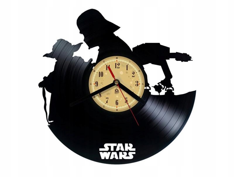 الشرطي مخلوق شريحة لحم  Hodiny vyrobené z vinylovej platne Star Wars Yoda ATAT Vader