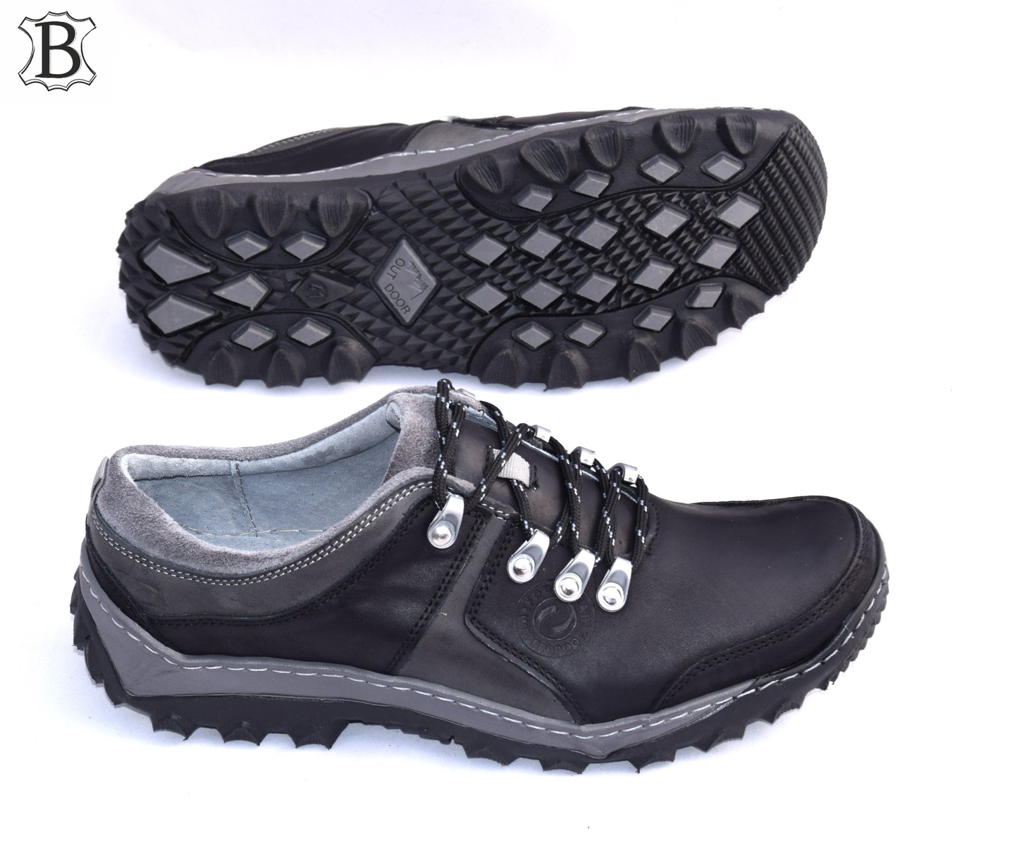 Obuwie trekkingowe czarne polskie buty skórzane 278