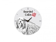 Bearded Collie stojace hodiny z MDF dosky grafika