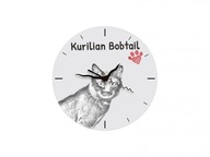 Mačka Kurilský bobtail Stojace hodiny s grafikou, MDF