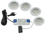 Kpl 4x ROUND LED 2W 12V stropné svietidlo+napájací adaptér
