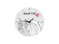 Mačka Korat Stojace hodiny s grafikou, MDF