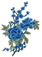Nášivka modrá ruža výšivka aplikácia KVET 32cm