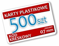Karty Plastikowe 07 mm 500 szt + KOD - KRESKOWY - PERSONALIZACJA EAN CANVA