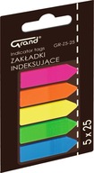 Zakładki indeksujące STRZAŁKI plastikowe Grand GR-Z5-25 45x12mm 5kolx25szt