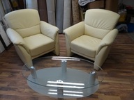 Zestaw sofa 3 + 2 fotele 100% skóra