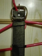 Pasek skórzany nowy - czerń szarość srebro