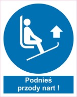 Naklejka PIKTOGRAM BHP, podnieś przody nart