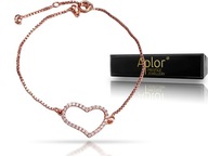 Serce Złota Bransoletka Krysz. Swarovski Serduszko PUDEŁKO na prezent