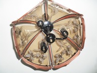 LAMPA RETRO SZKŁO DYMNE KWIATY WITRAŻOWE DREWNO