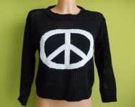 Sweter krótki crop top z pacyfką ażurowy ( S / M )