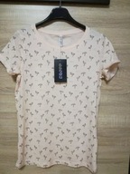 T-SHIRT damski łososiowy, napisy CROPP rozm S