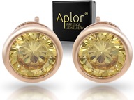 Złote Duże Kolczyki Kryształki Swarovski Kółeczka Sztyft PUDEŁKO na prezent