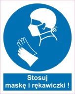 Naklejka PIKTOGRAM BHP, stosuj maskę i rękawiczki