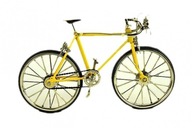 Dekoracja metalowa żółty rower 12 cm