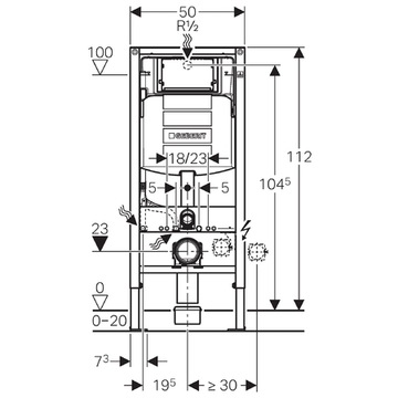 Каркас GEBERIT H112 U320 для унитаза SIGMA 30, чаша TESI