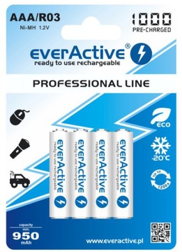 4 x R03/AAA everActive 1000 мАч НОВОГО поколения