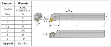 ПОВОРОТНЫЙ НОЖ S25R MTQNL ЛЕВЫЙ на TNMG 1604 *FV*