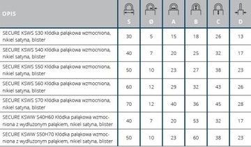 KSWS S40 GERDA навесной замок с усиленной атласной дужкой