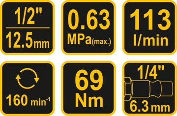 ПНЕВМАТИЧЕСКАЯ ТРЕЩОТКА ВОРЕЛ 1/2 113 л/мин 69 Нм