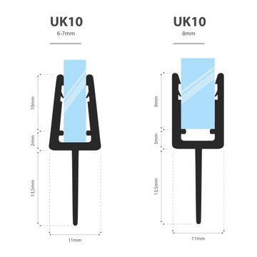 Уплотнитель для душевой кабины 130см 6 7 8 мм UK10