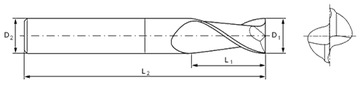 Фреза VHM 2p micro хвостовик 0,4 мм 4 мм TiAlN 50HRC ЧПУ