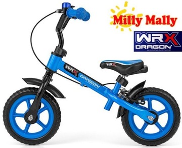 АЛЮМИНИЕВЫЙ беговел с колесами 10 дюймов Milly Mally DRAGON WRX Blue + ТОРМОЗ