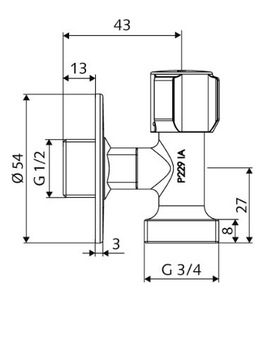 КЛАПАН SCHELL COMFORT 1/2x3/4 СТИРАЛЬНАЯ МАШИНА/МОЙКА 054400699