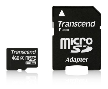 TRANSCEND 4 ГБ micro SD microSD SDHC Class 4 +a SD