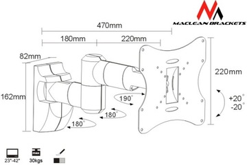 ПОВОРОТНАЯ ПОДВЕСКА ДЛЯ ТЕЛЕВИЗОРА VESA 200x200