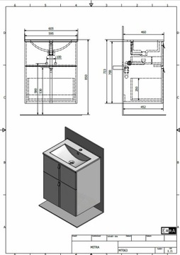 Шкаф под умывальник SoftClose 60,5x70x46см, бордовый