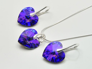 ШОК! Набор Swarovski Heart Mix Color Серебро 925