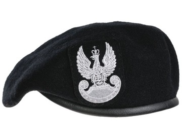Beret Wojskowy Tłoczony z Orłem - MW, Wojska Pancerne, Zmech Czarny 60