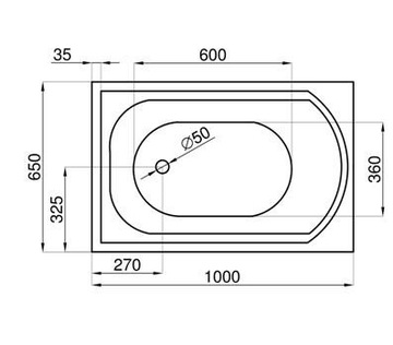 Классическая ванна POLIMAT 100x65 см, корпус сифон