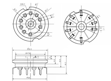 КЕРАМИЧЕСКАЯ РОЗЕТКА 9PIN PCB8 NOVAL 12AX7 12AT7