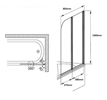 BESCO MODERN ВАННА С ЭКРАНОМ 130x70 см КОРПУС