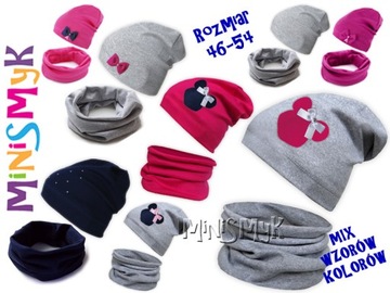 Komplet CZAPKA + TUBA beanie komin KOLORY r. 50-52