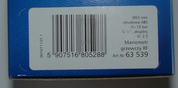 AFRISO MANOMETR GRZEWCZY AX FI63mm 10 BAR G1/4