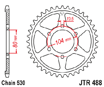 ЗАДНЯЯ ЗВЕЗДОЧКА JT JTR488.44 - ZX-9R ZXR