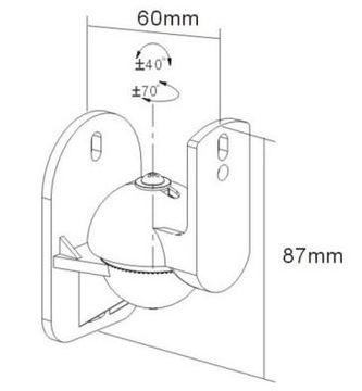 Настенный держатель для колонки сателлитного динамика, регулируемый, черный