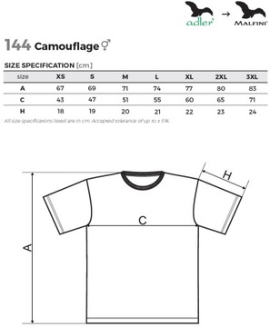 KOSZULKA T-SHIRT ADLER CAMOUFLAGE 160g/m r. XL