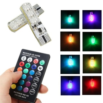 2x светодиода T10, W5W 12 В RGB CANBUS + ДИСТАНЦИОННЫЕ стробоскопические цвета