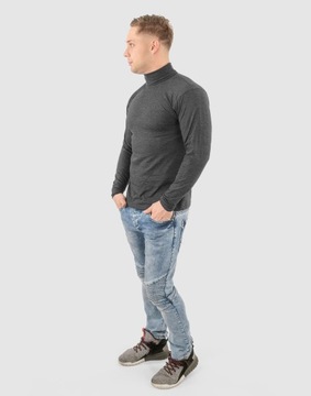 Elegancki Sweter Golf Męski Golfy WXM XXL antracyt