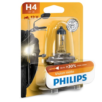 Лампа Philips H4 Vision для мотоциклистов + на 30 % больше света