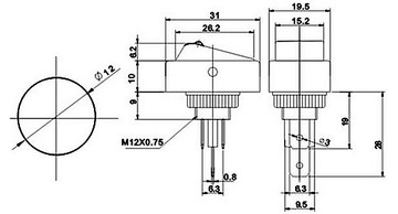 WŁĄCZNIK PRZEŁĄCZNIK Z DIODĄ LED CZERWONY 12V 20A