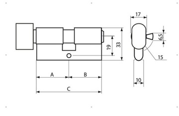 Вставка с ручкой дверного замка G 35/30 латунь GERDA