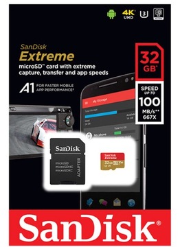 Карта памяти SANDISK EXTREME microSDXC 32 ГБ 100 МБ