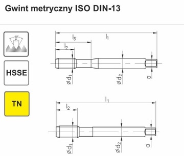 GWINTOWNIK MASZYNOWY M3 800X INOX AL TiN FANAR B